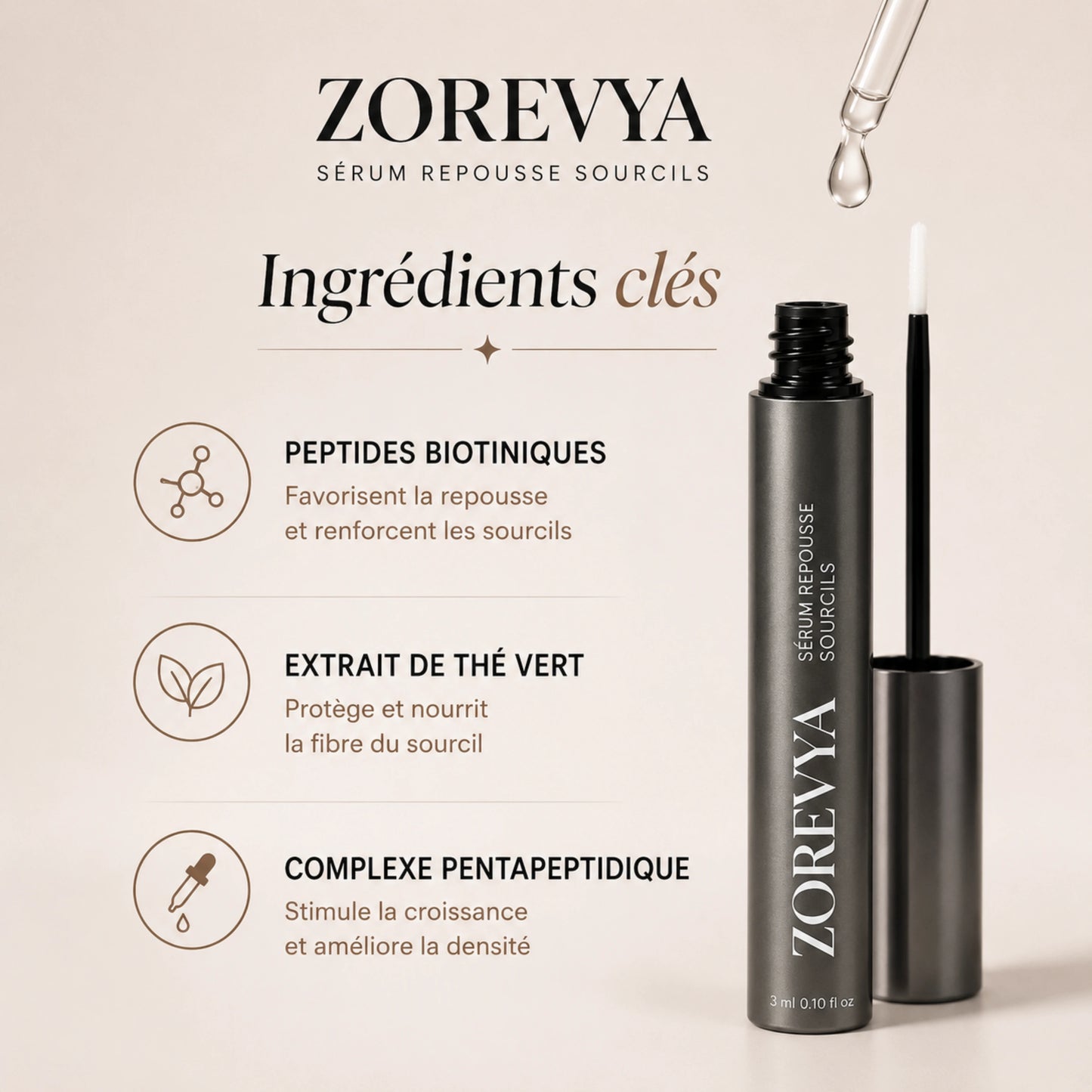Sérum de croissance pour sourcils Zorevya™