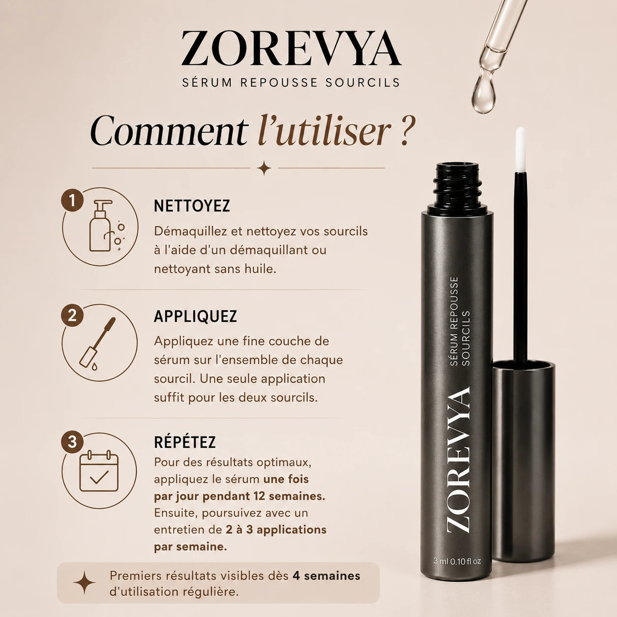 Sérum de croissance pour sourcils Zorevya™